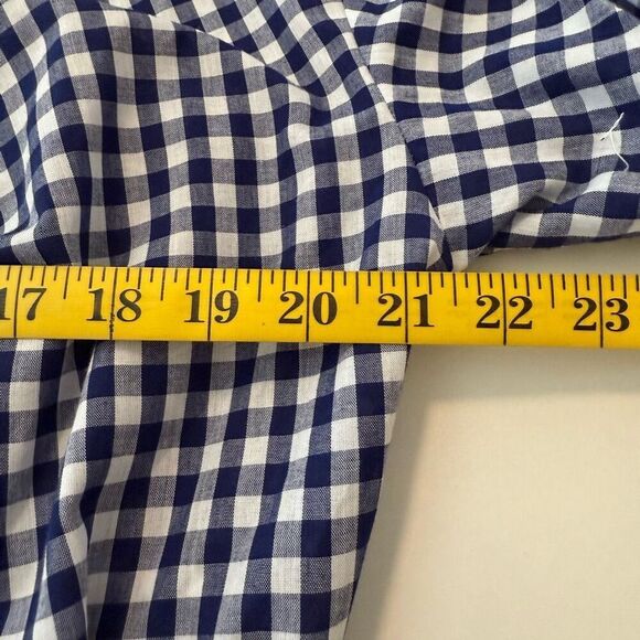 Fever Navy & White Gingham Tiered Full Sleeve True Wrap Top Sz XL Cha Cha, Chic - Picture 8 of 11